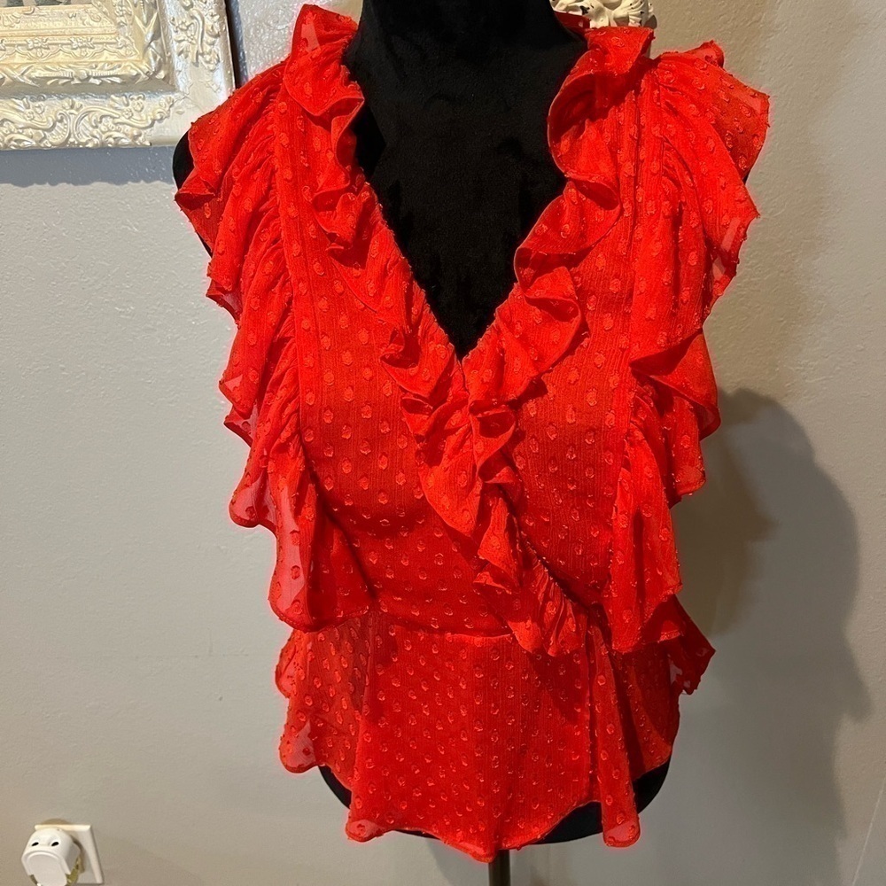 Maison d’amelia red ruffle shirt - Picture 5 of 8